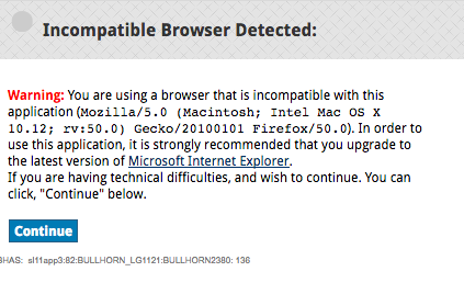 Browser Error Message