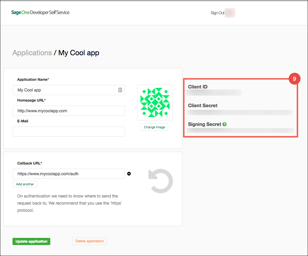 Sage One US Connected App step 6